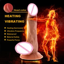 Enorme Consolador Realista Vibrador Climatizada Calefacción Pene Grande de Silicona Juguetes Adultos Del Sexo Para La Mujer Productos Del Sexo Tienda de Juguetes Sexuales