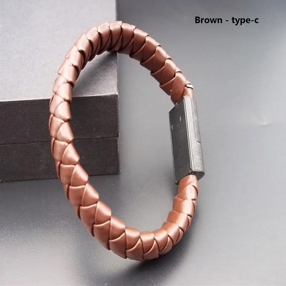 Портативный спортивный плетеный браслет USB кабель для зарядки данных Шнур для type-C/Androids/Apple FH99 - Цвет: Type-c