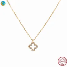 100% s925 sterling silver fashion silver gold four leaf clover jewelry necklaces for women YF223A 100% s925 sterling silver fashion silver gold four leaf clover jewelry necklaces for women YF223A