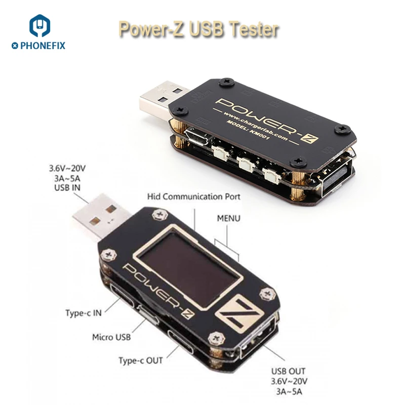 PHONEFIX KM001 POWER-Z быстрый USB QC PD тест er с ЖК-дисплеем QC3.0 2,0 тестовый анализатор напряжения тока Емкость считыватель