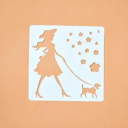 2 шт. красивая девушка и собака ажурный шаблон пуля журнал гравировка Трафарет для рисования DIY Скрапбукинг Украшение для альбома рисунок
