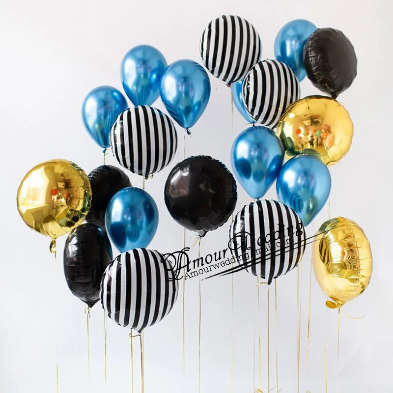

18 inch Fashion Black White stripe Foil Balloon 12inch Metal Ballons Wedding Party Birthday Party Baby Shower Decoration Globos
