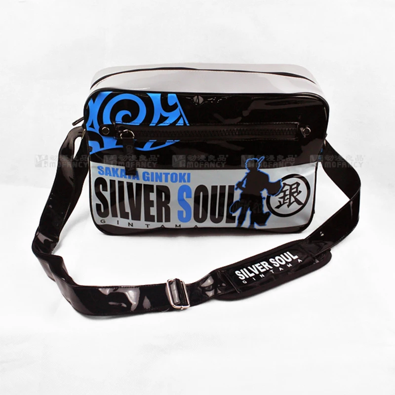 New Fashion Gintama Sakata Gintoki PU Durable Waterproof Shoulder Bag Leisure Messenger Crossbody Bag Satchel