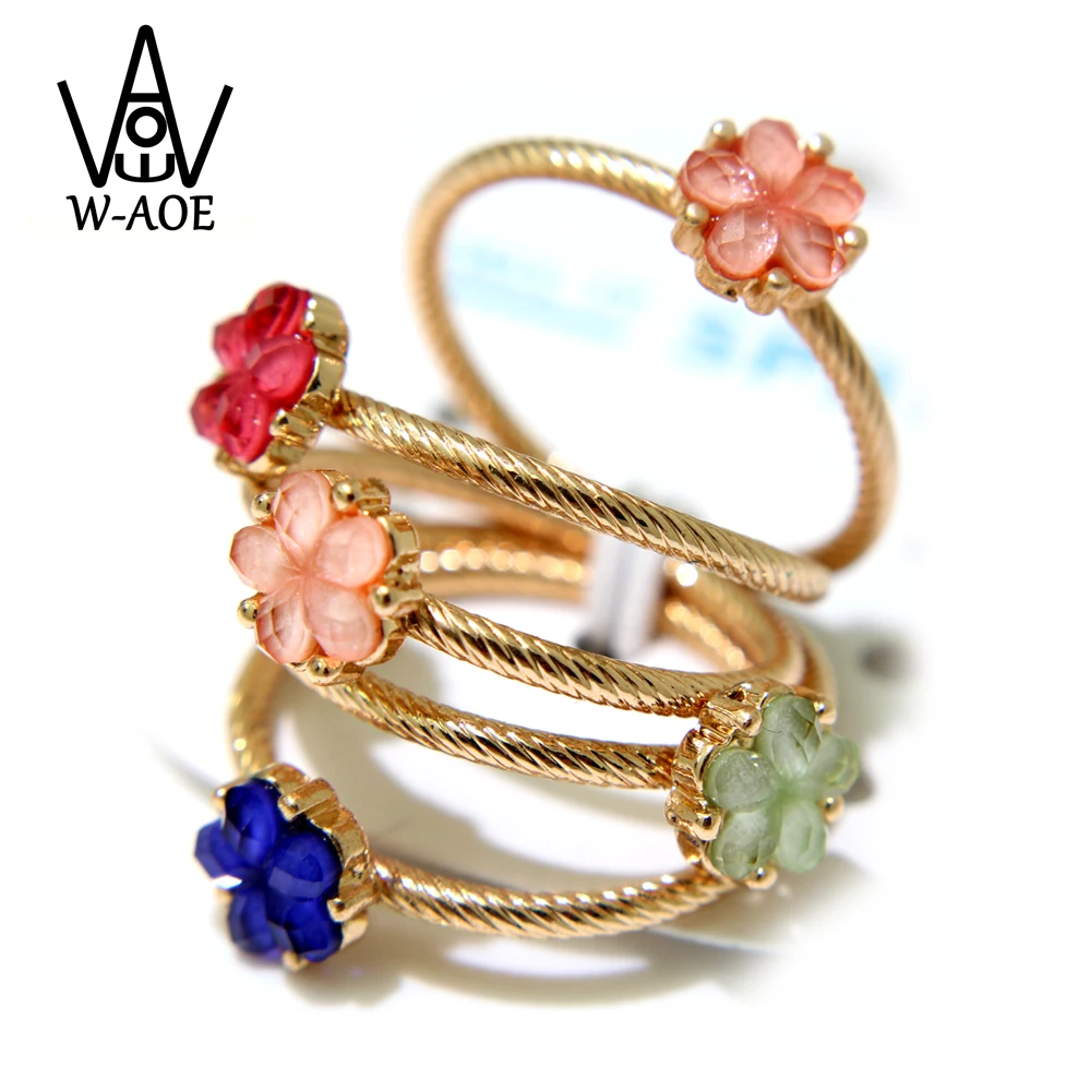 

2019 New Arrivals Fashion Gold Color Crystal Flowers Rings Set For Women Girl Vintage Bohemian Engagement Ring Jewelry Gift