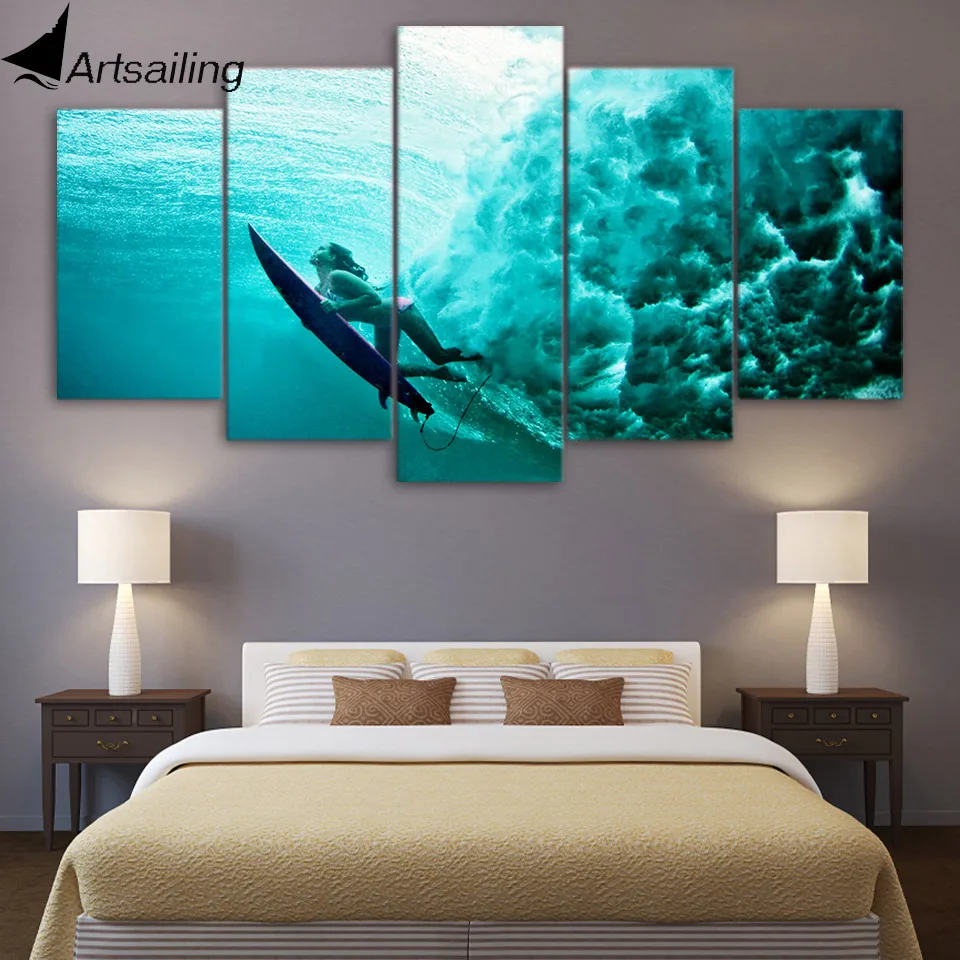 ArtSailing HD печать 5 шт. холст настенная живопись серфинг морское дно картины для