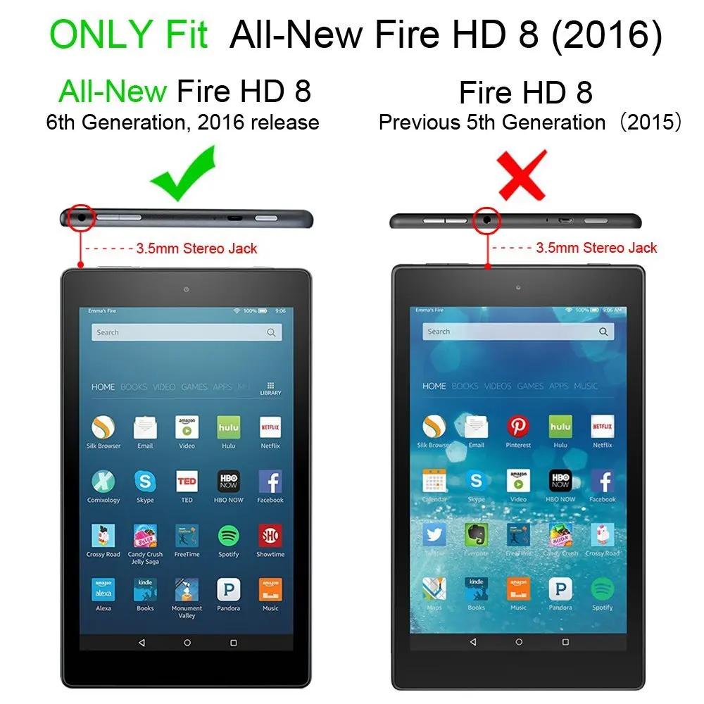 Чехол книжка для Amazon Fire HD 8 6 го поколения кожаный чехол подставка планшета с