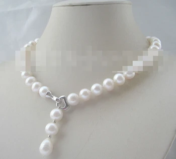 

FREE SHIPPING>@@> 0715 natural white round freshwater pearl necklace-GP clasp