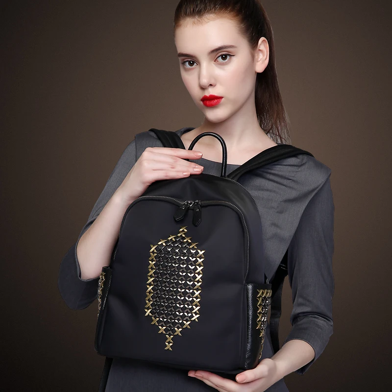 ZOOLER Fashion Casual Women Backpack Nylon Special Rivet School Bags For Teenagers Zipper Waterproof Rugzak Vrouwen High Quality