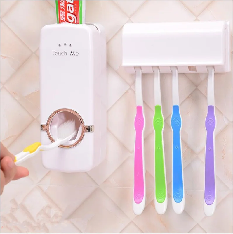 

Hot Sale Automatic Toothpaste Dispenser Family Toothbrush Holder Wall Mount Rack Bathroom Tools Set