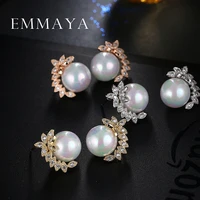 Emmaya brincos de pérola imitação de cristal de flor feminino, em estilo coreano, novo, 2017, para mulheres, preço de fábrica