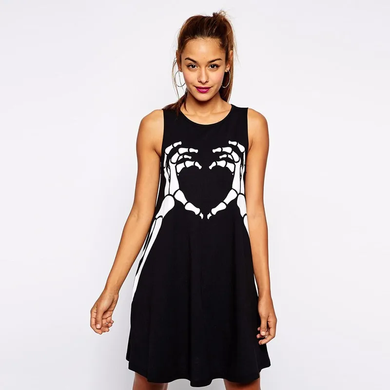 

New Woman T Shirt Summer Fashion Skull Print Woman Sleeveless Long Style Tshirt Outwear Loose 2019 Lady T Shirts