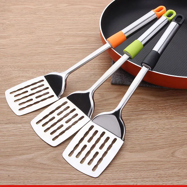 

Stainless Steel Turners Pancake Fried Steak Shovel with Oil Leakage Function PP Handle Kitchen Cooking Tools