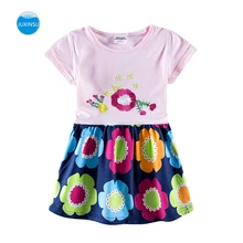 JUXINSU/летние платья с короткими рукавами для маленьких девочек; Цветочная вышивка; для детей 3-8 лет; для От 1 до 6 лет