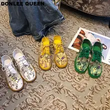 Брендовая обувь на плоской подошве; женские лоферы; модные сетчатые кроссовки на шнуровке с граффити; повседневные оксфорды на плоской подошве в британском стиле; женская обувь; zapatos Mujer