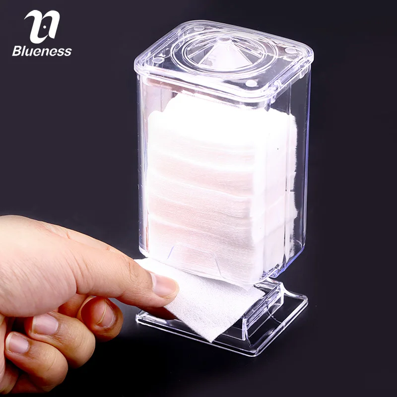 Blueness 1Set Plastic Nail Polish Remover Cotton Towel Box Makeup Nail