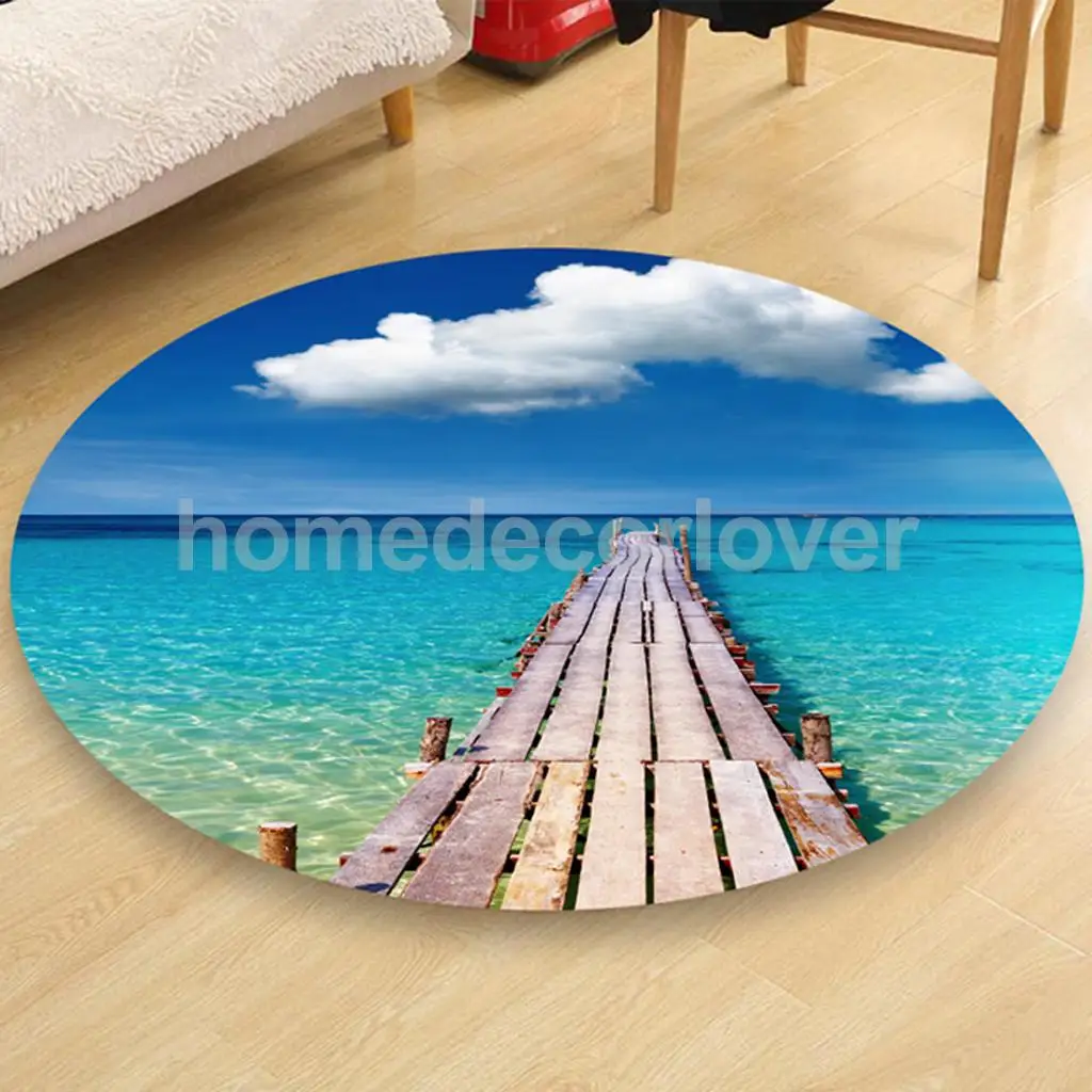 60cm Round 3D Desktop Table Top Countertop Furniture Protection Film Table Sticker PVC Film Decal Murals Cover Film	
