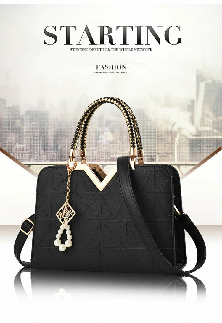 Women's Luxury Designer PU Leather Shell Tote Famous Brand Handbag for Women 2019 Lady Office Black White Crossbody Shoulder Bag (1)