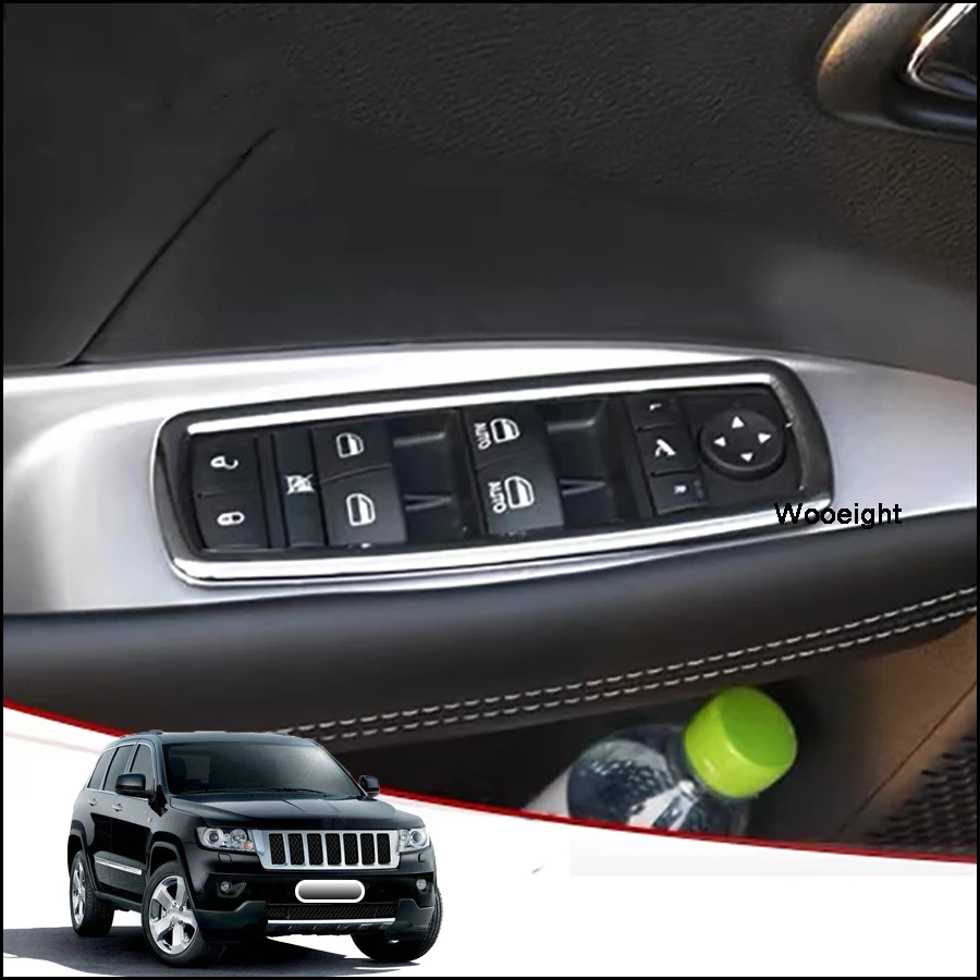 4Pcs ABS Chrome Window Switch Button Cover Trim Armrest Frame For Jeep Grand Cherokee Dodge Journey Chrysler 2012-2014 (1)