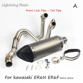 

For Kawasaki ER6N ER6F Ninja 650R 650F 51mm Motorcycle Full System Exhaust Muffler Tail Pipe + Front Link Pipe Slip On 2012-2016