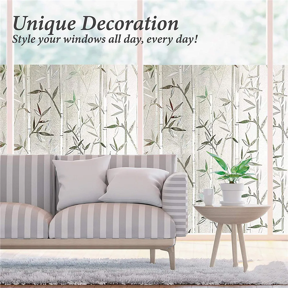 Funlife 90x200cm Privacy Window Film Frosted Film Decorative Window Cling Anti-UV Glass Films Vinyl Self-adhesive Bamboo Films