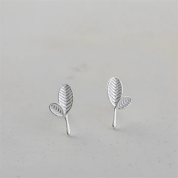 

100% 925 Sterling Silver Leaves Elegant Stud Earrings For Women Girl Hypoallergenic Sterling-silver-jewelry