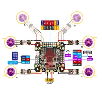 

DYS F4 PRO V2 Flight Control Unit STM32 MCU Integration OSD DSHOT for FPV Drone