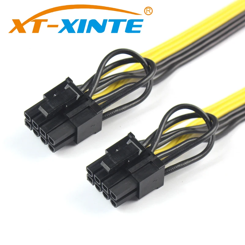 25cm CPU 8Pin to Dual 8Pin ( 6Pin + 2Pin ) Power Supply Cable Graphics Video Card PCI-E PCIe Splitter Cable Cord for Mining