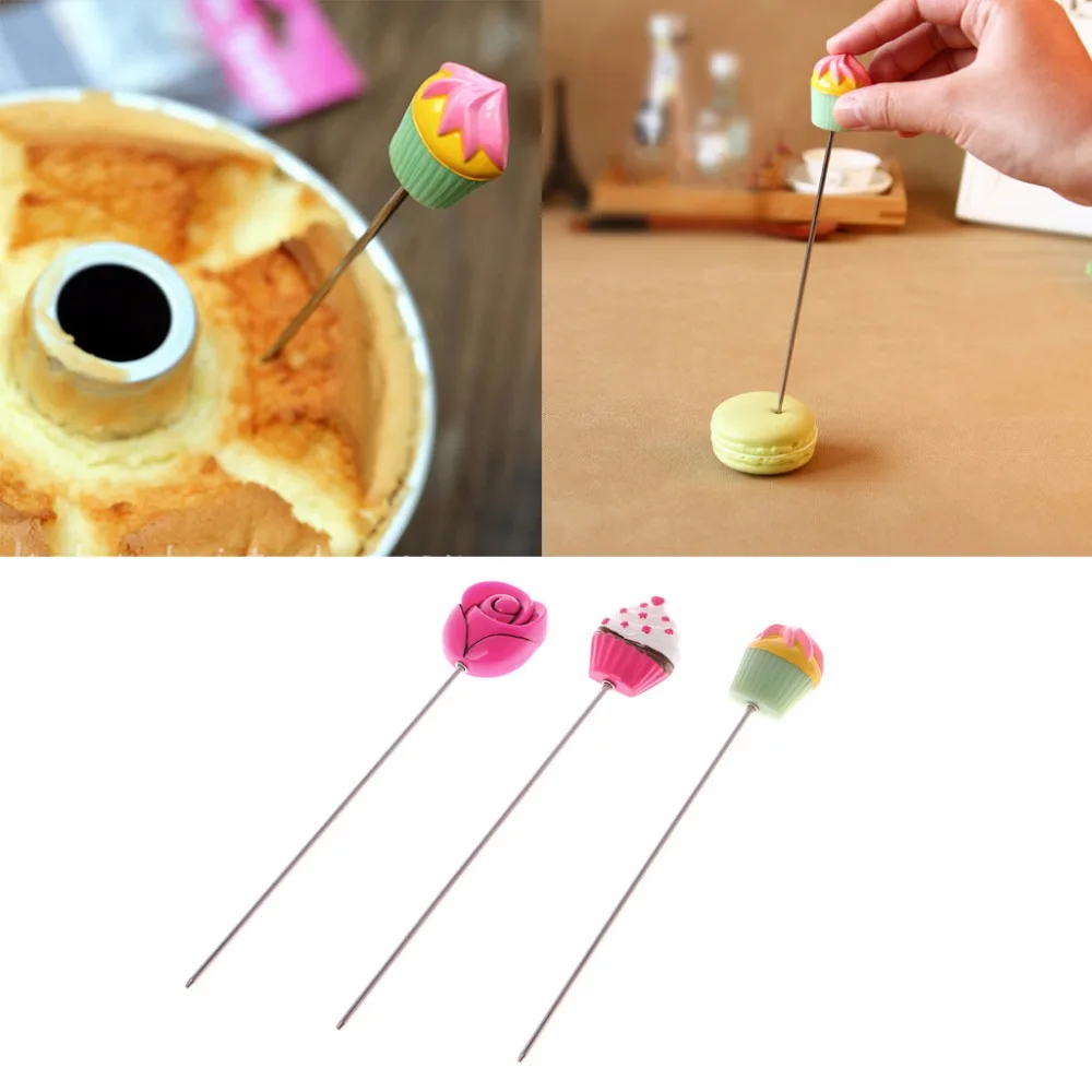 1Pc Stainless Steel Cake Tester With Resin Decorative Grip Probe Skewer