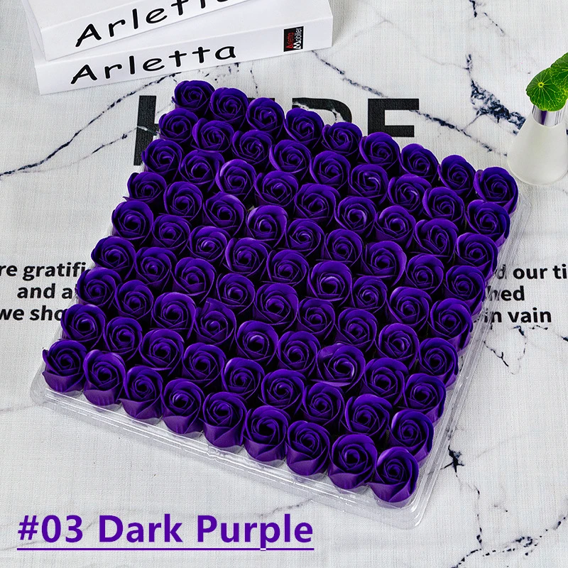Colorido em Forma de Coração Festa de Casamento Rosa Sabão Flor Presente Artesanal Pétala Decoração Banho Roxo Escuro Violeta Lavanda Romântico 81 Pçs 5 81 pçs colorido em forma de coração
