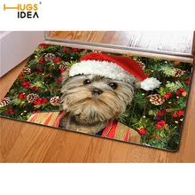 HUGSIDEA Йоркширский терьер 3D коврики с принтом гостиной декоративные веселые рождественские тематические коврики ковры Нескользящие Ванная комната Кухня