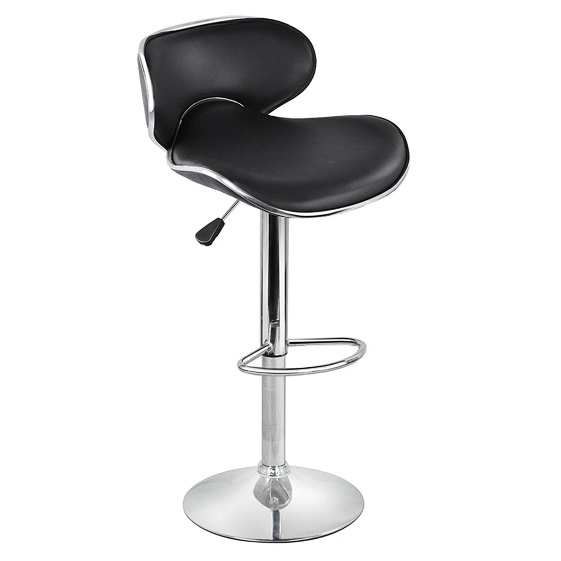 

Best 2 Faux Leather Kitchen Breakfast Bar Stool Barstools Swivel Stools (Style C, Black)