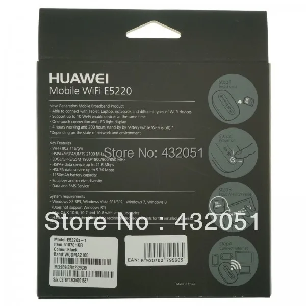 HUAWEI E5220 21 Мбит/с черный мобильный WiFi 3g HSPA+ Карманный беспроводной личный точка доступа