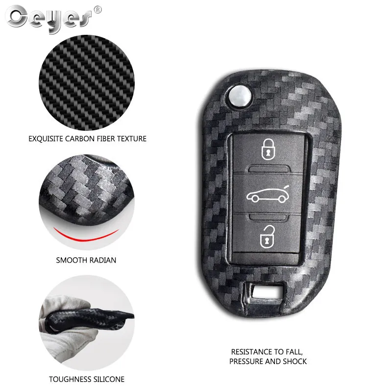 Carbon fiber key cover for PEUGEOT (2)