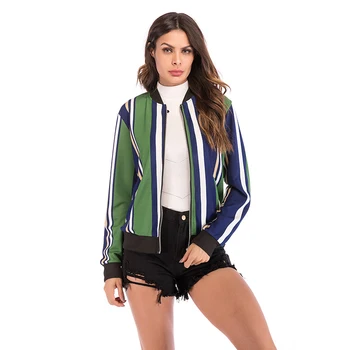

Zebery Slim Vertical Stripe Women Jacket Autumn Coat Long Sleeve Zipper Pocket Design Women's Jacket Outwear Slim Fit New