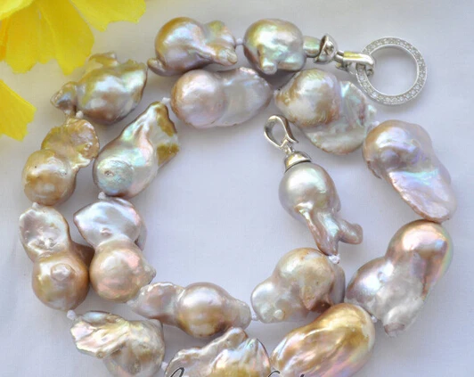 

HOT N: lavender baroque keshi reborn freshwater pearl necklace 18inch
