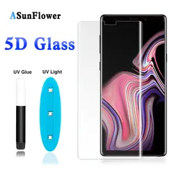 5D полный Gule УФ-стекло для samsung Galaxy S8 S9 плюс крышка Экран Защитная пленка для samsung Galaxy Note 8 примечание 9 S8 + S9 + Toughed