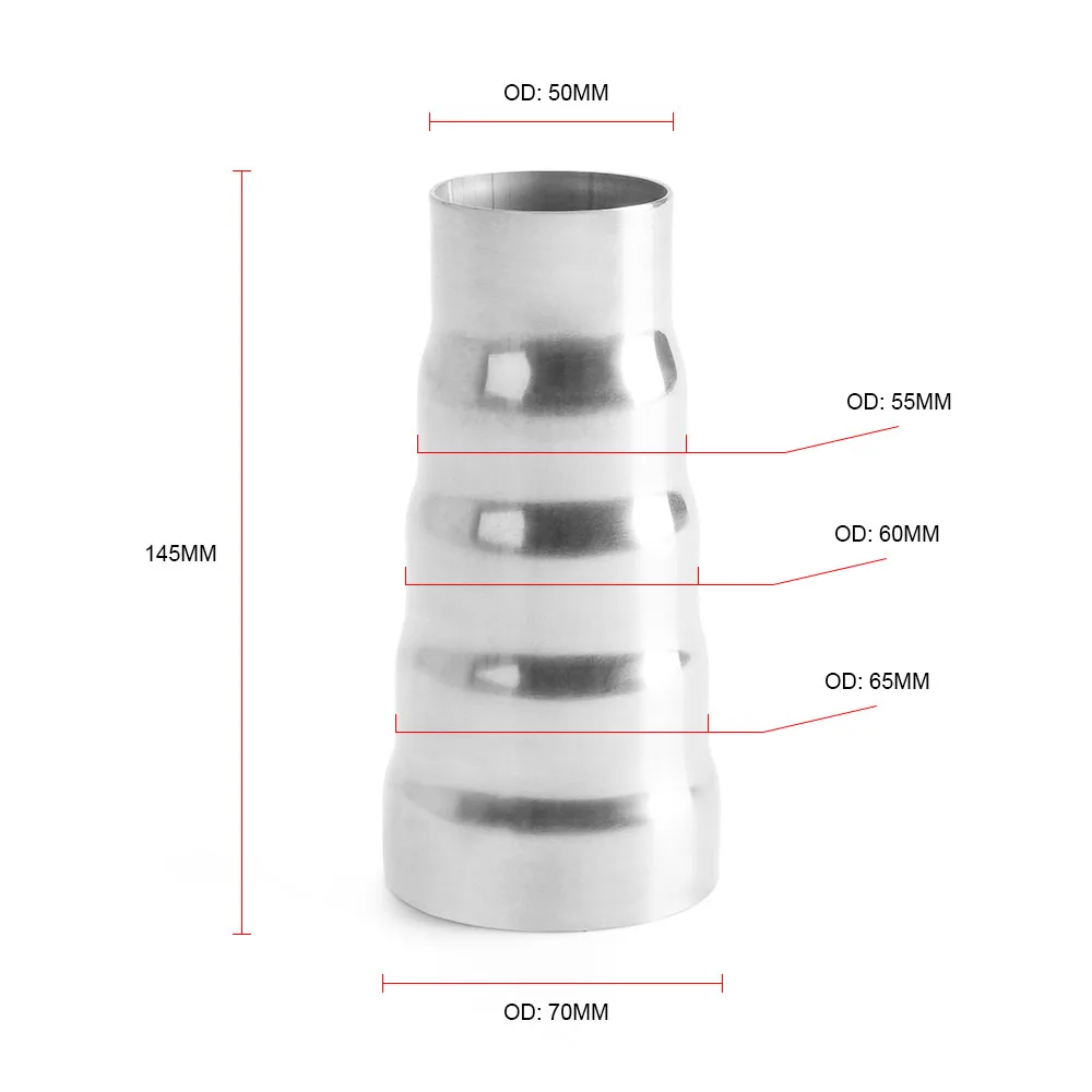 Универсальный 201 нержавеющая сталь выхлопной 5 Шаг редуктор адаптер соединитель трубы конус
