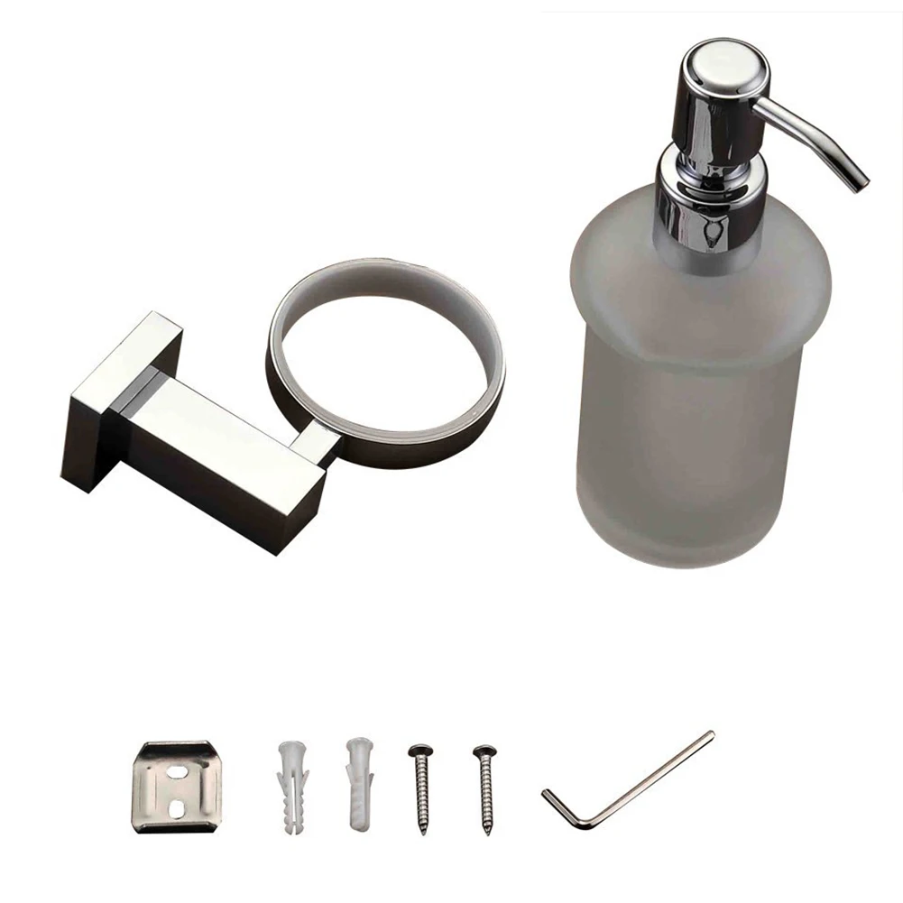 

Square Liquid Soap Lye Dispenser Made of Stainless Steel with Chroming Holder for Bathroom