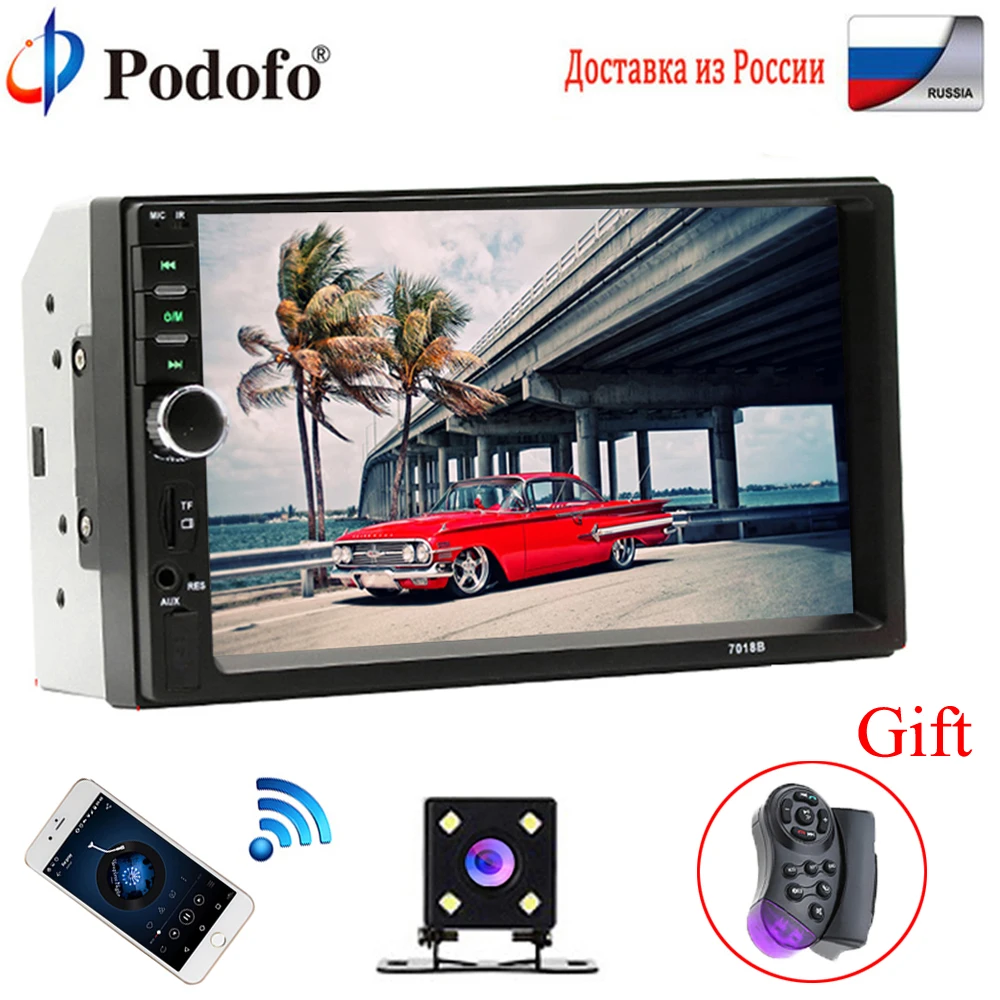 Podofo Autoradio 2 Din Car Multimedia Player MP5 Bluetooth 7 LCD Touch screen car radio 7018B