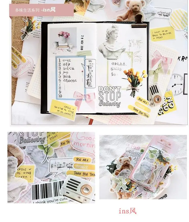 

60pc/pack Multi-flavor Life Series Ins Styles Fresh life Decorative Sticker DIY Scrapbooking Label planner Album Sticker Escolar