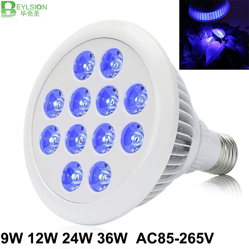 

BEYLSION PAR38 Grow Light Bulb 9W 12W 24W 36W Blue 460nmE27 LED Grow Lamps Bulbs PAR38 with 12pc LED for Flowering Indoor Plants