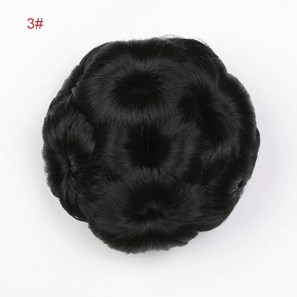 Натуральный кудрявый шиньон зажим в пластиковой расческой эластичный Свадебный пучок волос высокотемпературные волоконные накладные волосы MSI-19 - Цвет: as picture