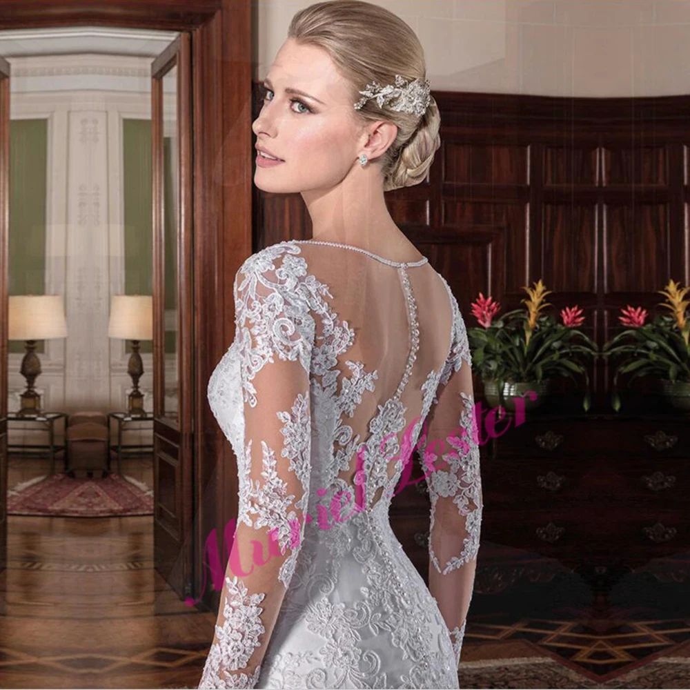 Robe De Mariee Иллюзия сзади Русалка длинное свадебное платье размера плюс аппликации свадебное платье Vestidos De Novia