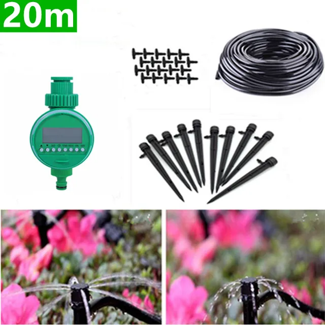 Cheap 20m Hose Garden Drippers With Water Timer DIY Drip Irrigation System nursery cultivation Plant Automatic Self Watering BA07