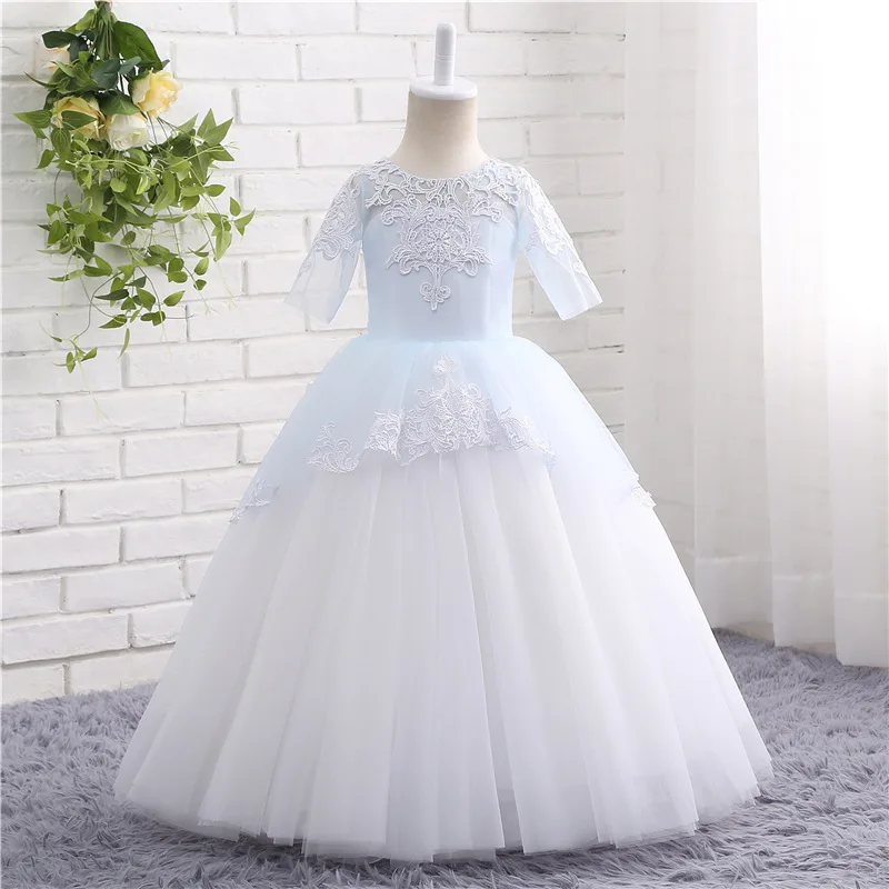 

2019 New Sweet Flower Girl Dresses for Wedding The Children Party Gown High Neck Ball gown flower girl dress vestido daminha