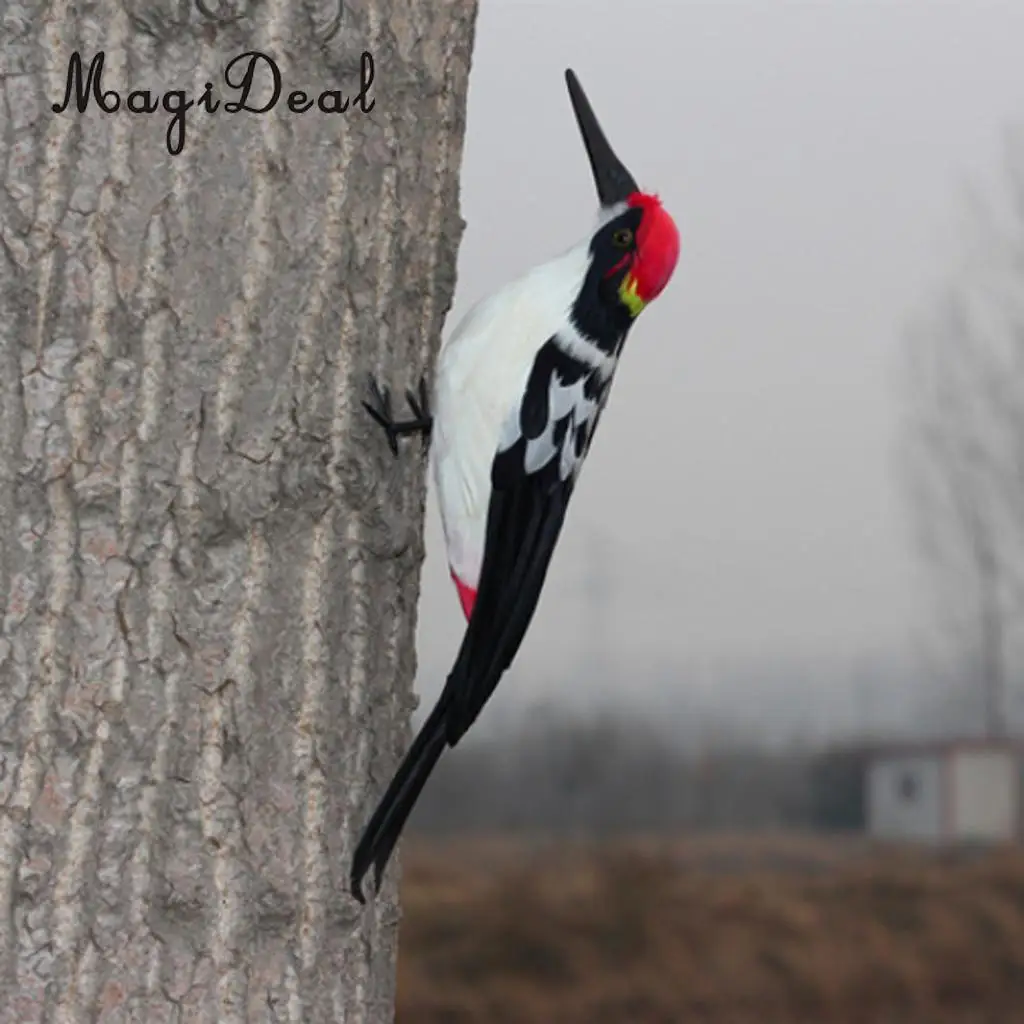 Realistic Artificial Animal Feather Garden Figure Woodpecker Bird Model Home Park Garden Tree Ornament Decor
