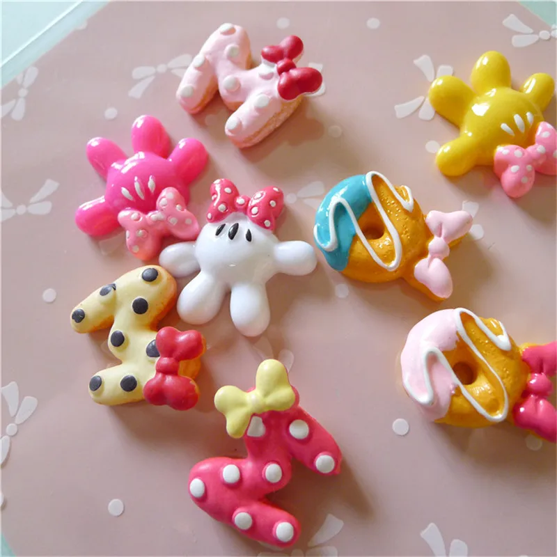

30PCS Mix Cartoon Donut Resin Patches For Baby's Headwear Phone Shell DIY Accessories