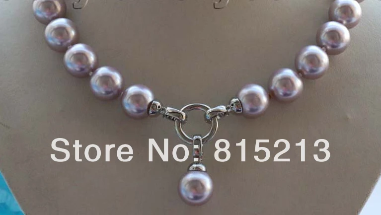 

ddh001049 Natural 14mm Purple Round Shell Pearl Necklace Pendant