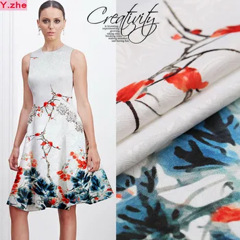 

140*98cm 1pc Top Good French Imported Digital Jacquard Brocade Flower Cheongsam Fabric Sewing Material DIY Women Dress