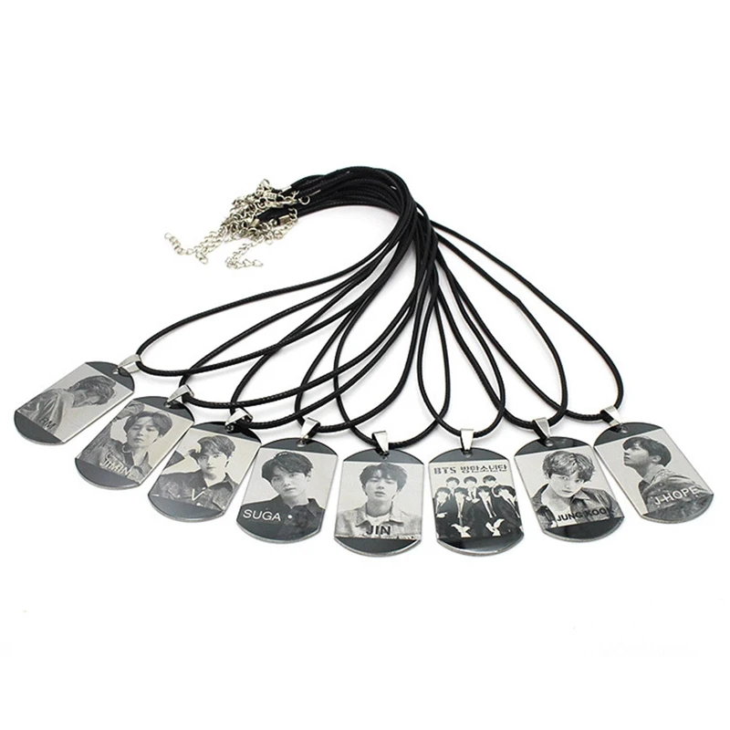

KPOP BTS Bangtan Boys Album Necklace JUNGKOOK K-POP Jewelry Picture Pendant Chain Accessories For Men Women Female Male Boy Girl